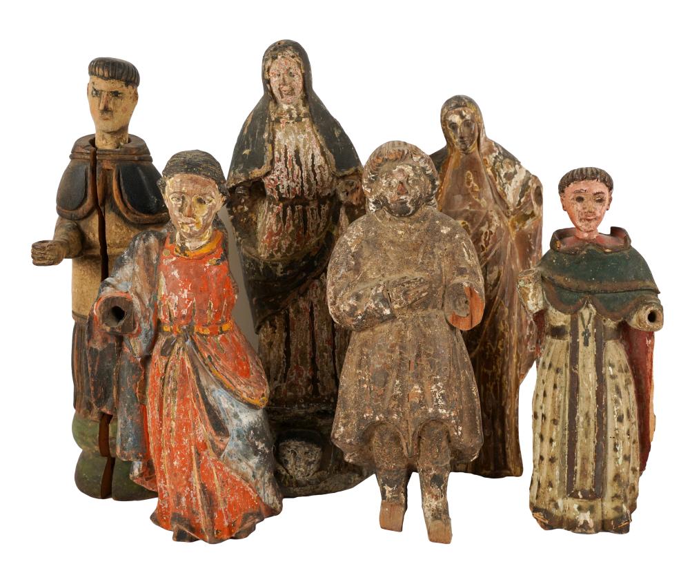 SIX PAINTED WOOD SANTO FIGURESranging 327602