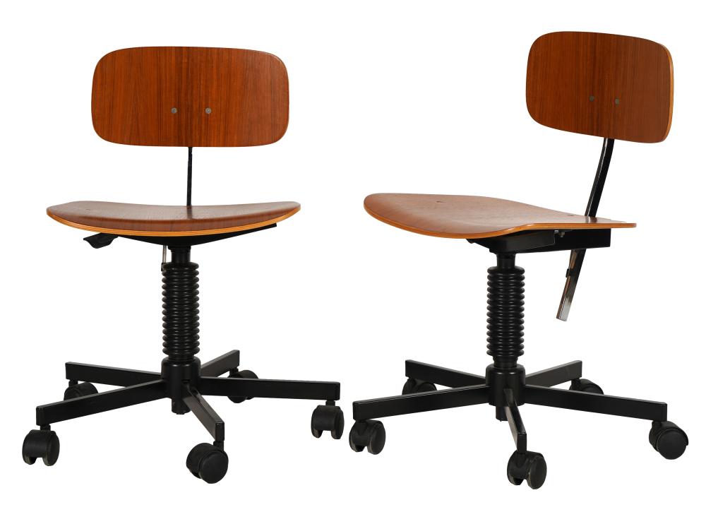 PAIR OF ROLLING DESK CHAIRSwith