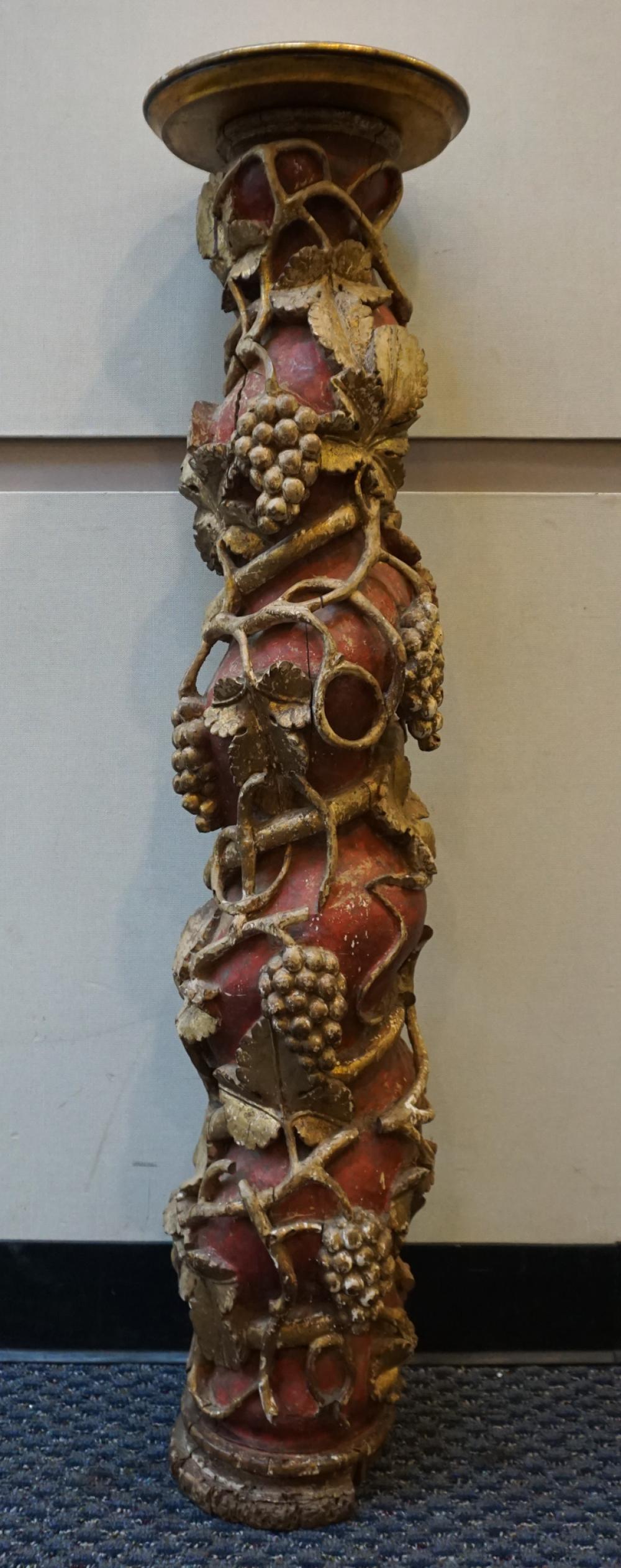 ITALIAN GILT AND RED PAINTED 'GRAPEVINE'