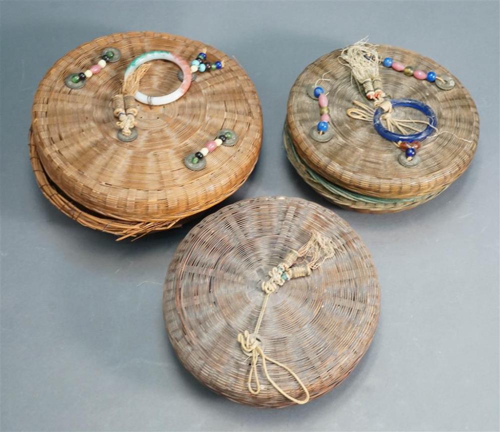 THREE CHINESE ROUND COVERED SEWING 327679