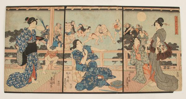 Japanese triptych depicting geishas 50be1