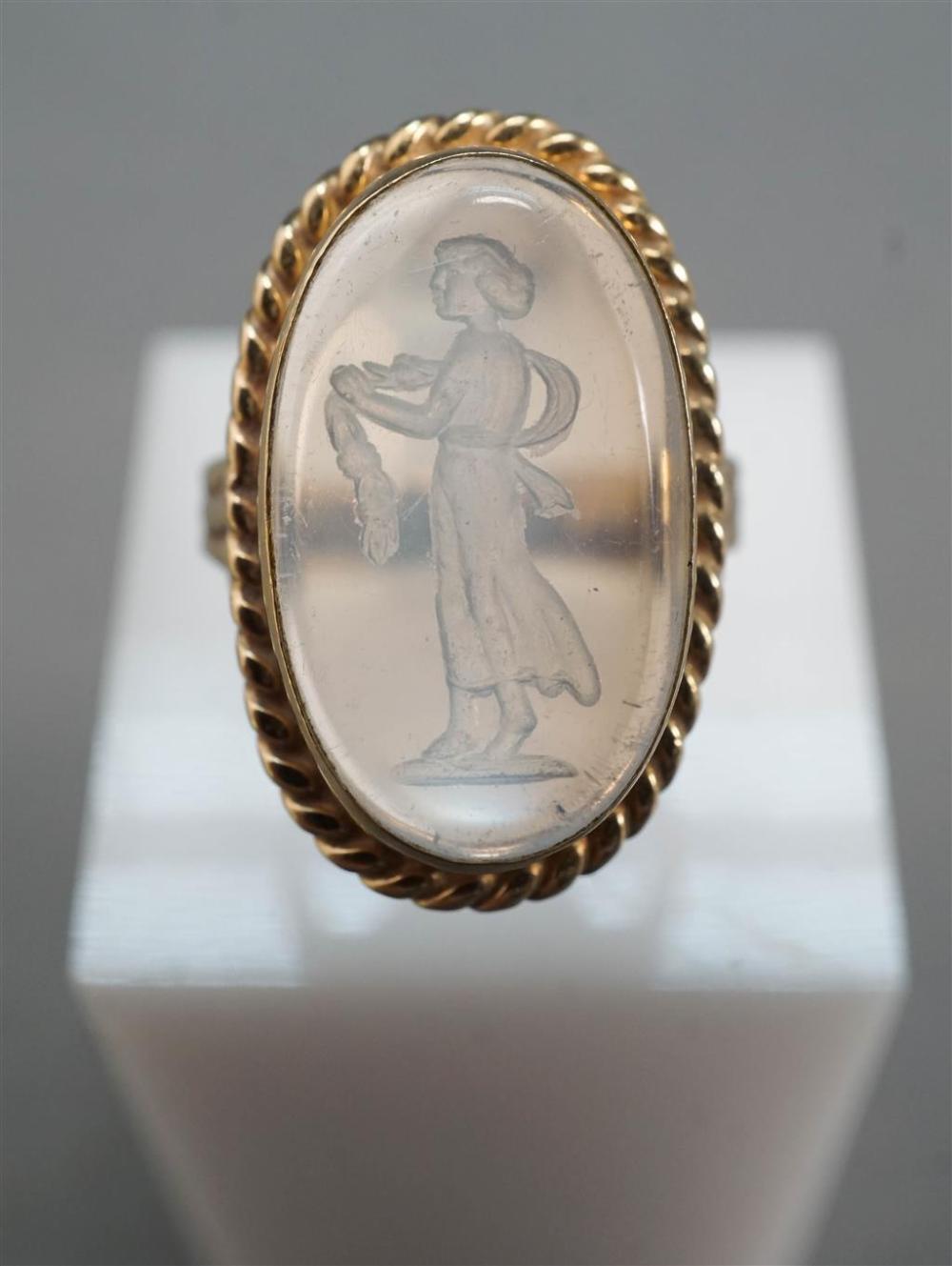 14-KARAT YELLOW-GOLD INTAGLIO MOONSTONE