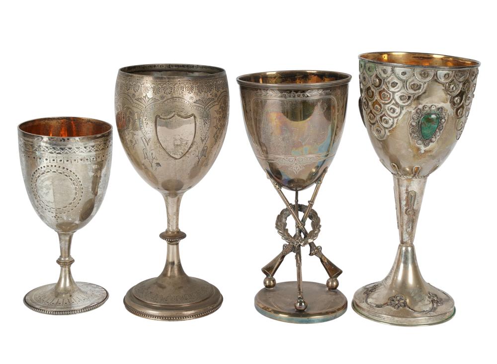 GROUP OF FOUR STERLING CHALICEScomprising
