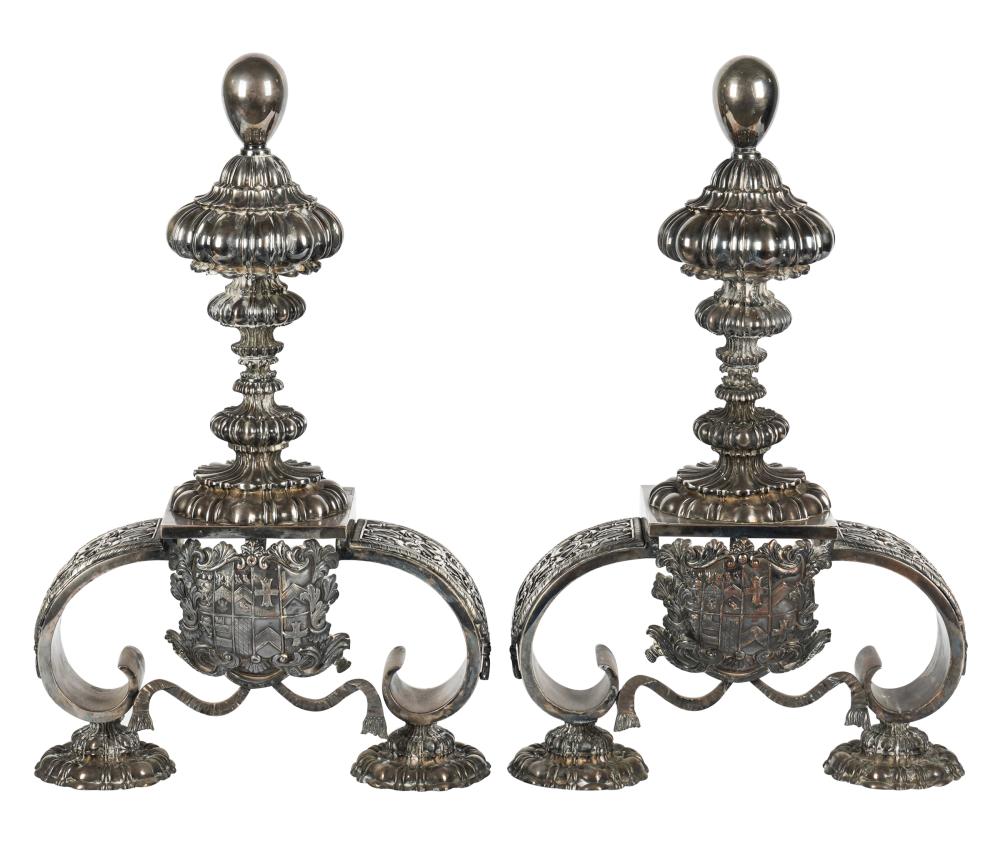 PAIR OF SILVERED METAL CHENETSin