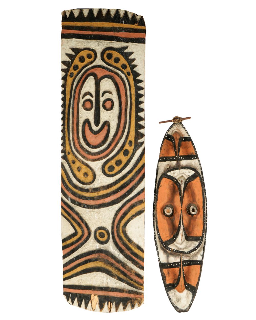 TWO CARVED PAINTED WOOD TRIBAL 327751