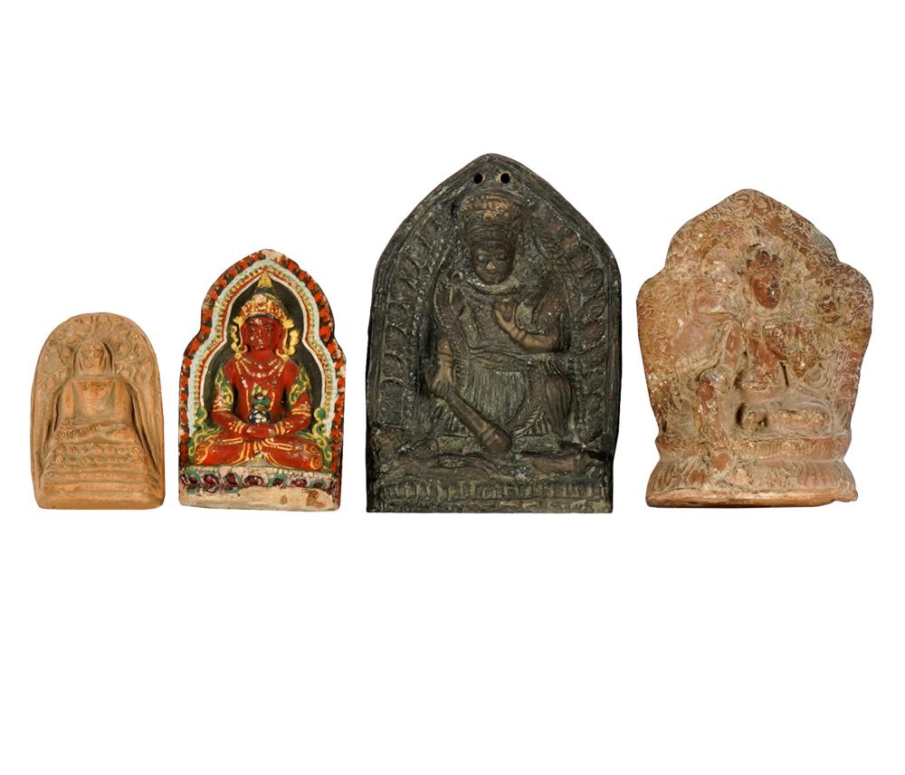 GROUP OF TIBETAN TERRACOTTA IDOLSeach