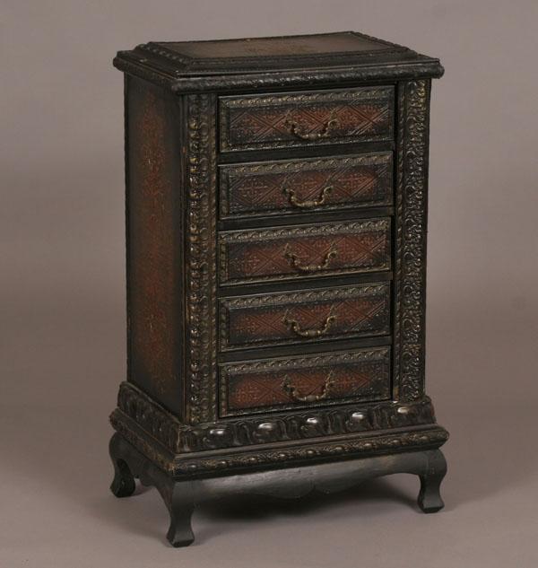 Elaborate five drawer Chinese chest  50bf9