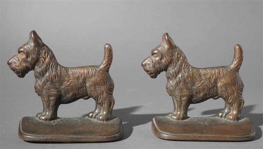 PAIR PATINATED METAL SCOTTISH TERRIER 327821