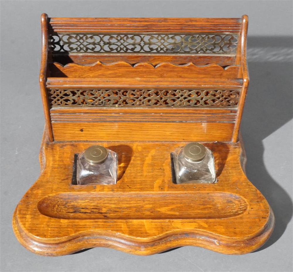 EDWARDIAN OAK WRITING TRAY, H: