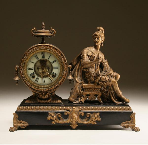 Ansonia mantle clock with gilt metal