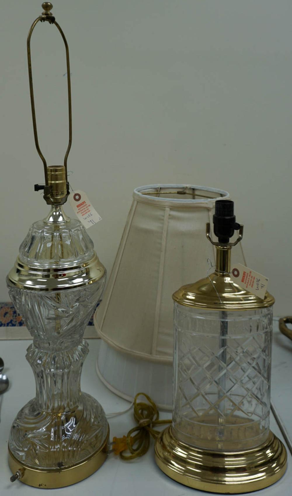 TWO CRYSTAL TABLE LAMPS H OF TALLEST  3278ae