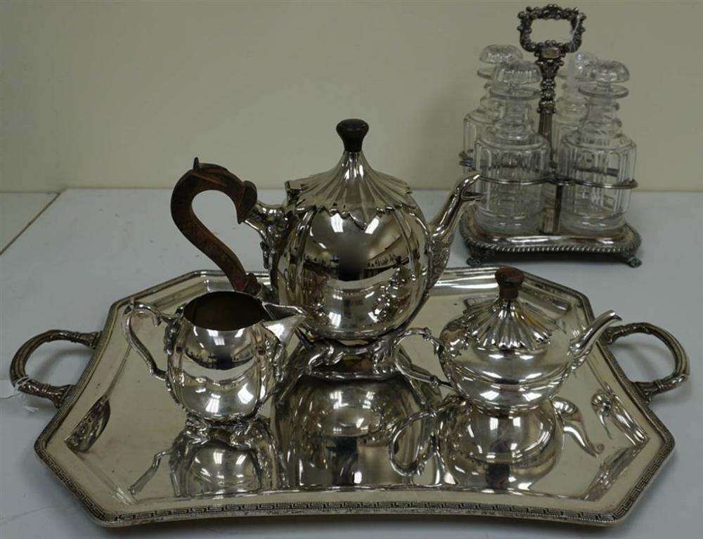 THREE-PIECE SILVER PLATE TEA SERVICE