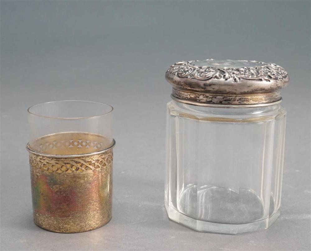 STERLING MOUNTED CRYSTAL DRESSER JAR