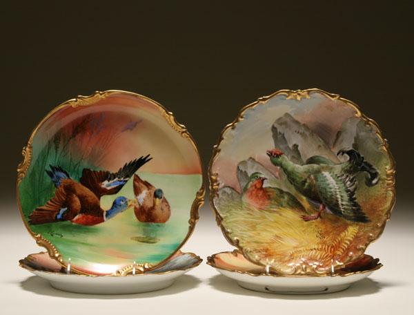 Limoges hand painted plates; four artist