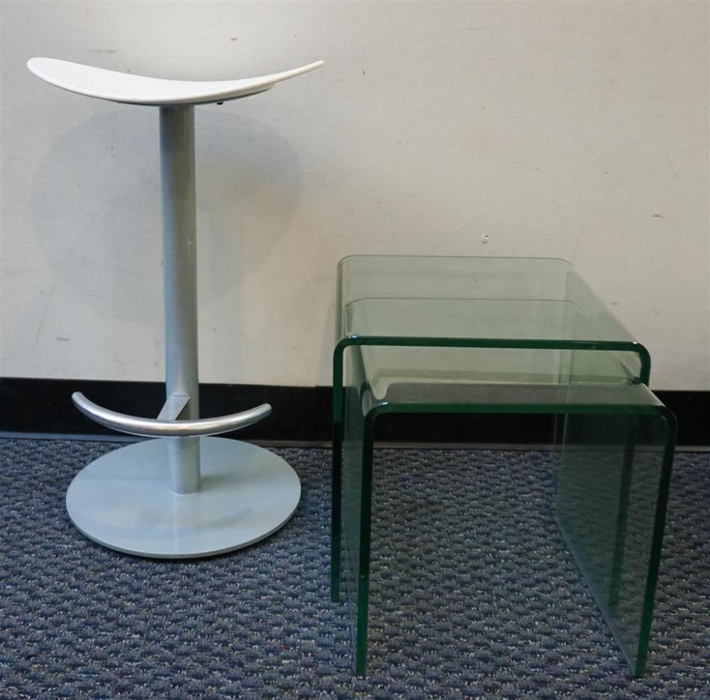 PAIR OF CURVED GLASS NESTING TABLES