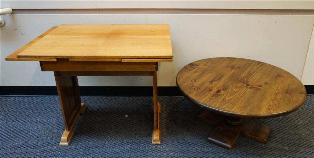 STAINED PINE COFFEE TABLE AND WALNUT