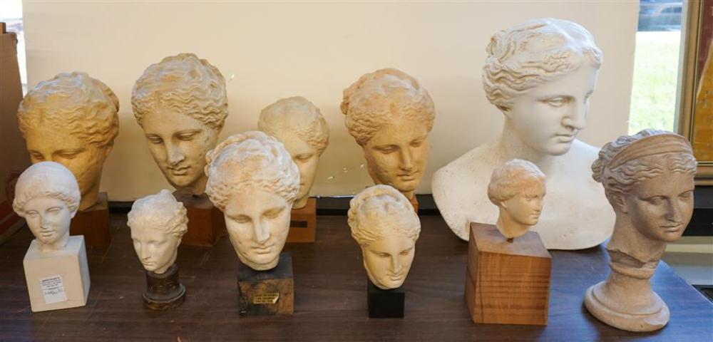 ELEVEN PLASTER BUSTS OF CLASSICAL