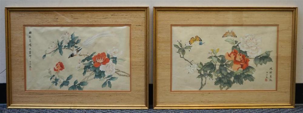 PAIR OF CHINESE WATERCOLORS FLOWERING 3279d1