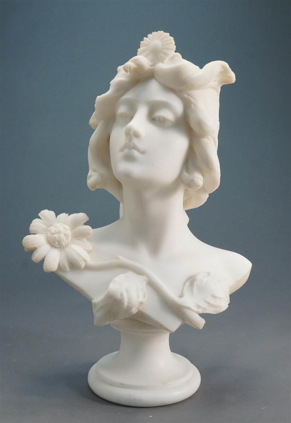 ITALIAN CARVED MARBLE BUST OF WOMAN 3279ea