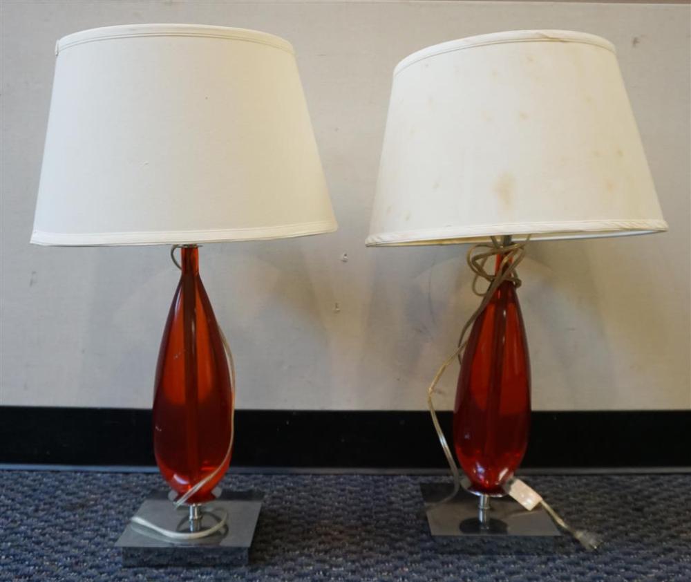 PAIR MID CENTURY MODERN ORANGE 327a2f