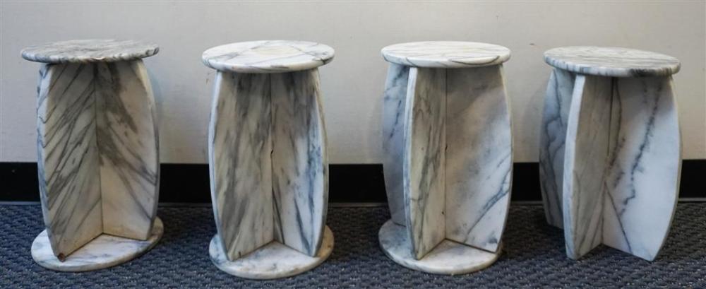 SET OF FOUR MARBLE SIDE TABLES, H: 17-1/2