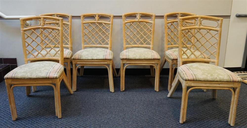 SET OF SIX DECORATED RATTAN DINING 327a7c