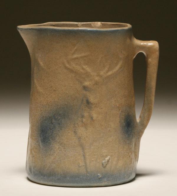 Salt glaze stoneware; blue and