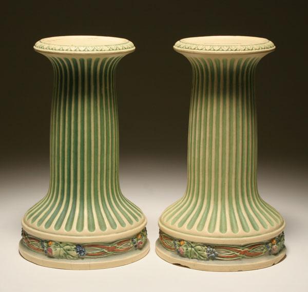 Roseville art pottery; pair Corinthian