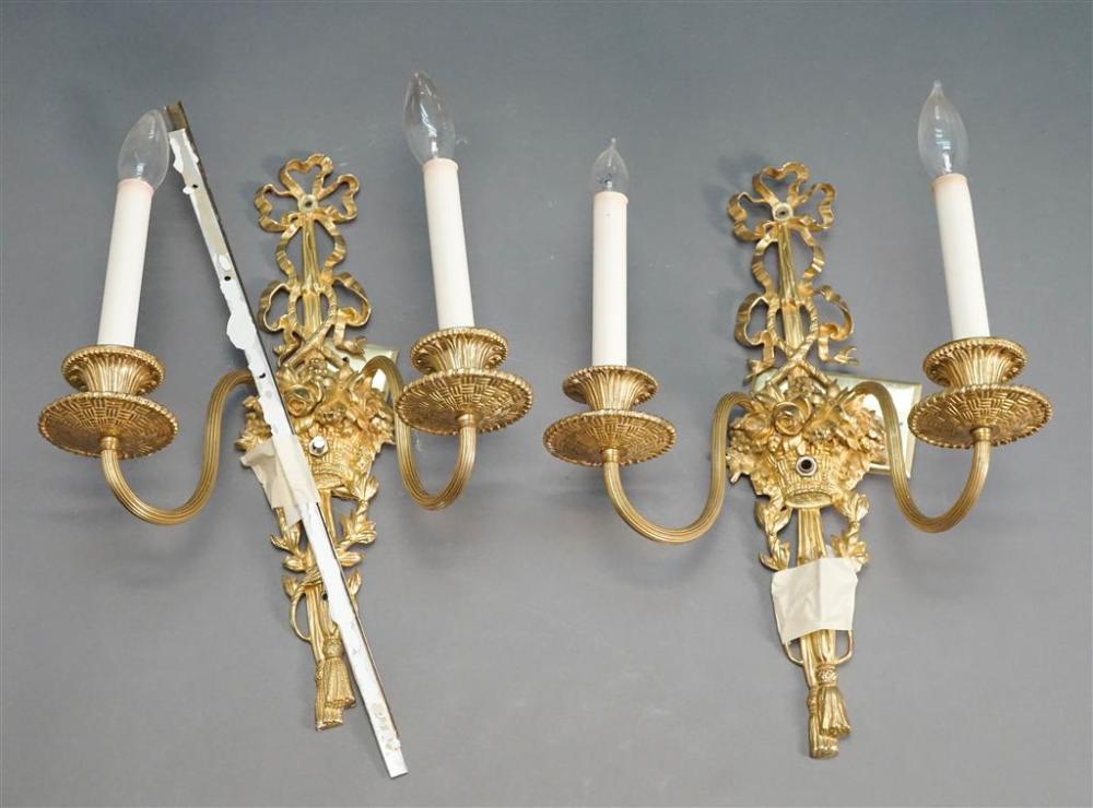 PAIR OF LOUIS XVI STYLE BRASS TWO LIGHT 327ab3