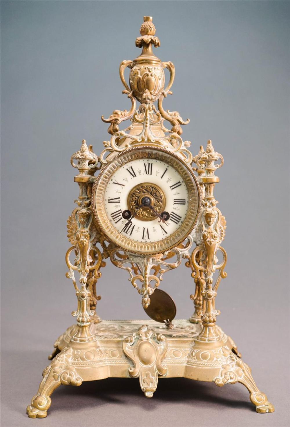 CONTINENTAL CAST BRASS MANTLE CLOCK,