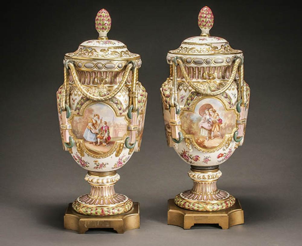 PAIR OF S VRES TYPE PARTIAL GILT 327b57