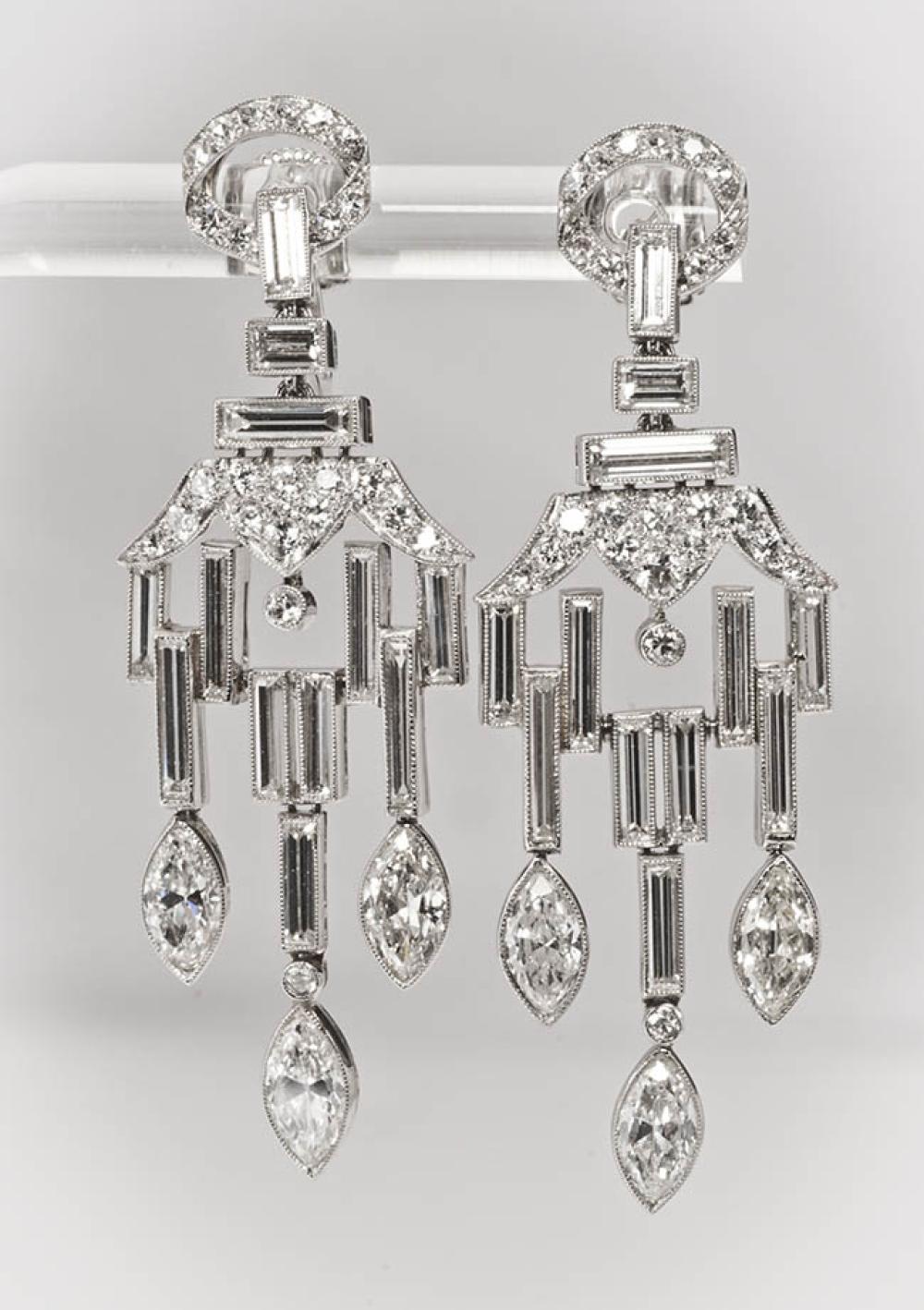 PAIR OF ART DECO PLATINUM AND DIAMOND