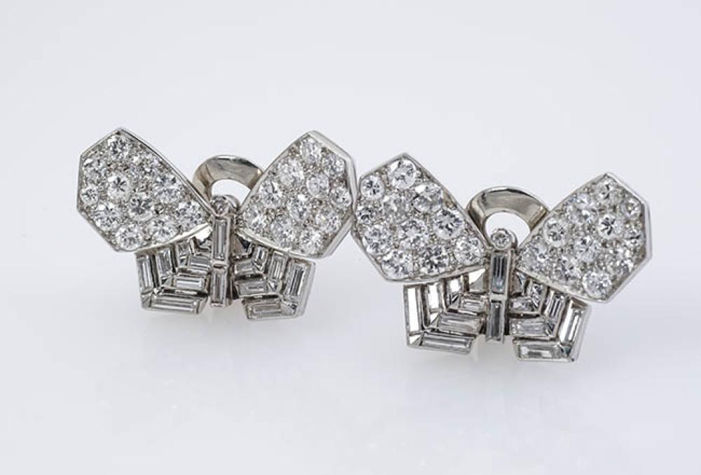 PAIR OF PLATINUM AND DIAMOND 'BUTTERFLY'