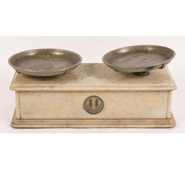 Horman marble  balance scale; marble