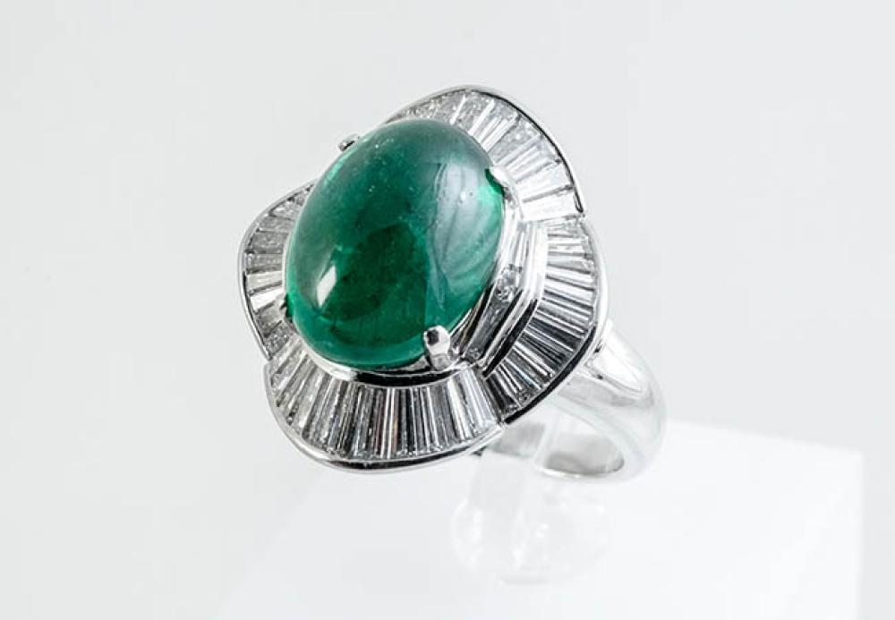 PLATINUM CABOCHON EMERALD AND 327bf1