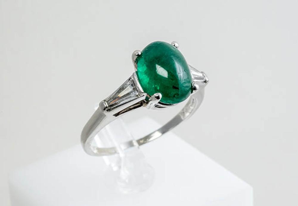 PLATINUM CABOCHON EMERALD AND 327bf7