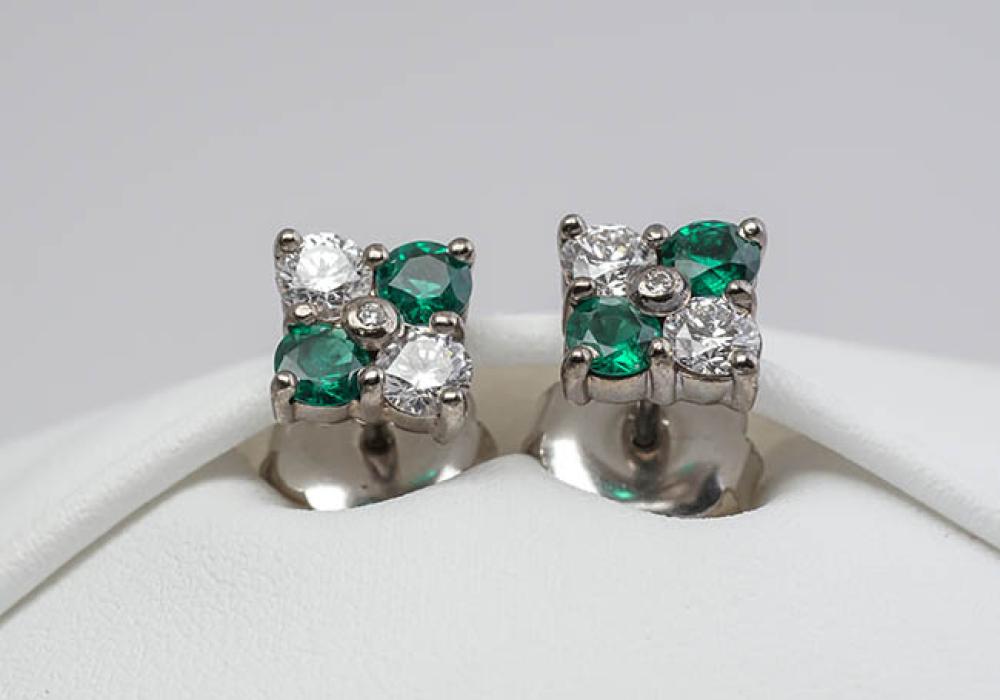 PAIR OF SILVER EMERALD AND DIAMOND 327bf9