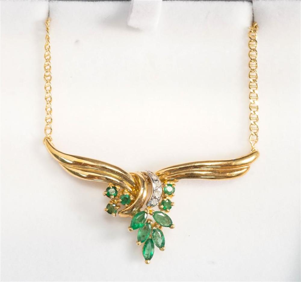 14-KARAT YELLOW-GOLD, EMERALD AND