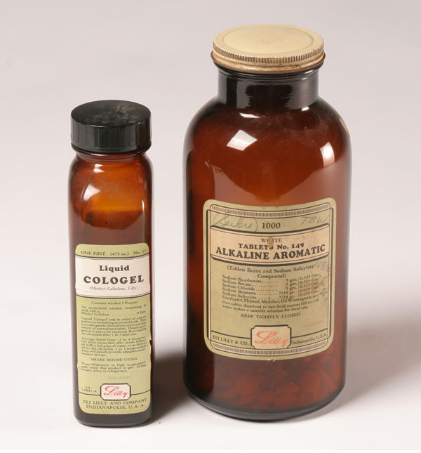 Lilly medicine bottles, approximately