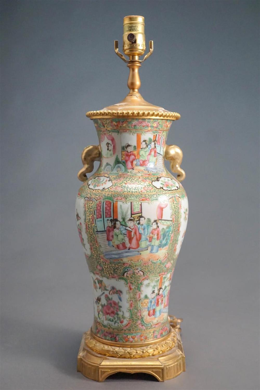 CHINESE ROSE MEDALLION VASE MOUNTED 327ce6