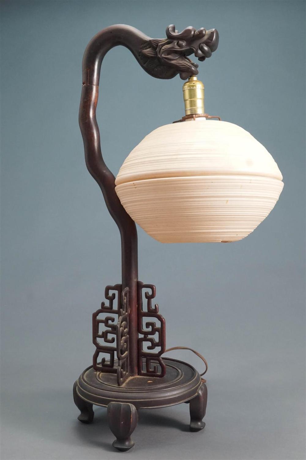 CHINESE CARVED HARDWOOD TABLE LAMP  327cfc