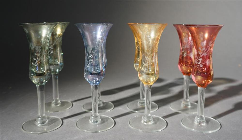 SET WITH EIGHT VARI-COLOR-TO-CLEAR ETCHED