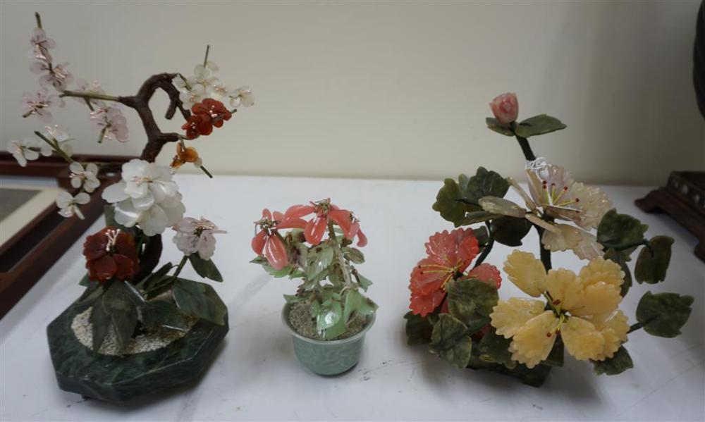 THREE CHINESE HARDSTONE FLOWERING 327d8d