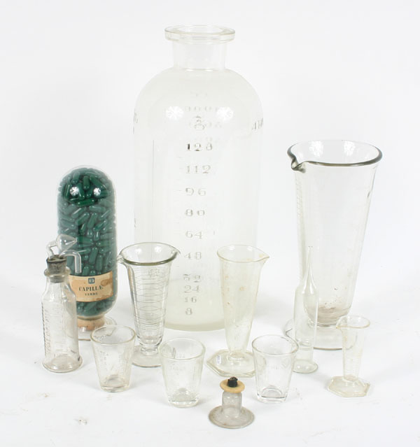 Lot of 10 pieces antique lab glass;