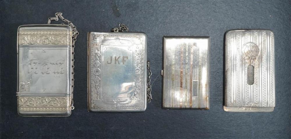 FOUR SILVER CARD CASES, 9.75 GROSS