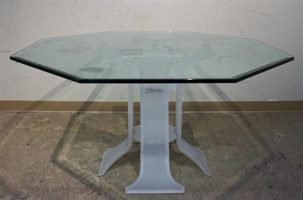 OCTAGONAL GLASS-TOP TABLE WITH FROSTED
