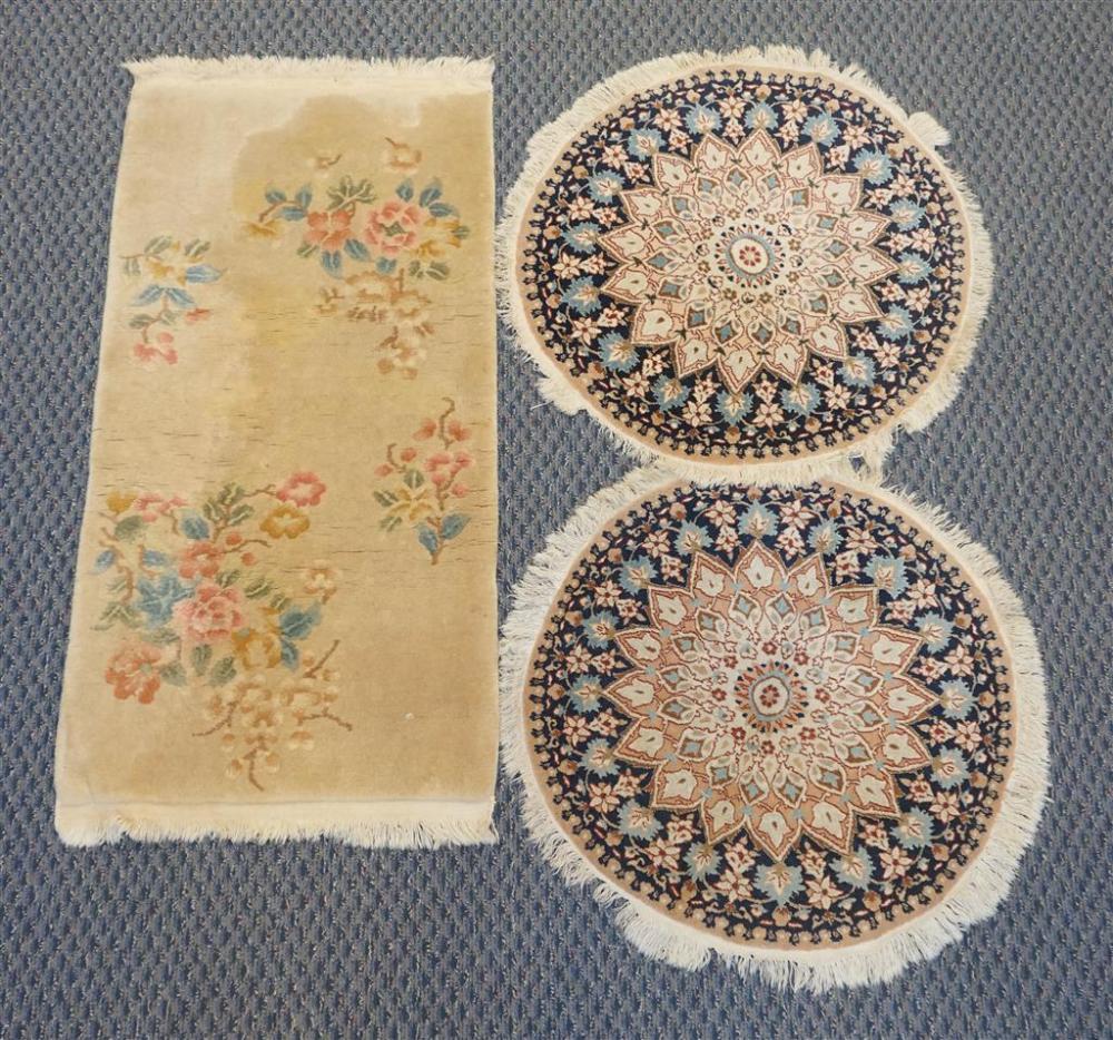 PAIR KERMAN ROUND MATS AND CHINESE