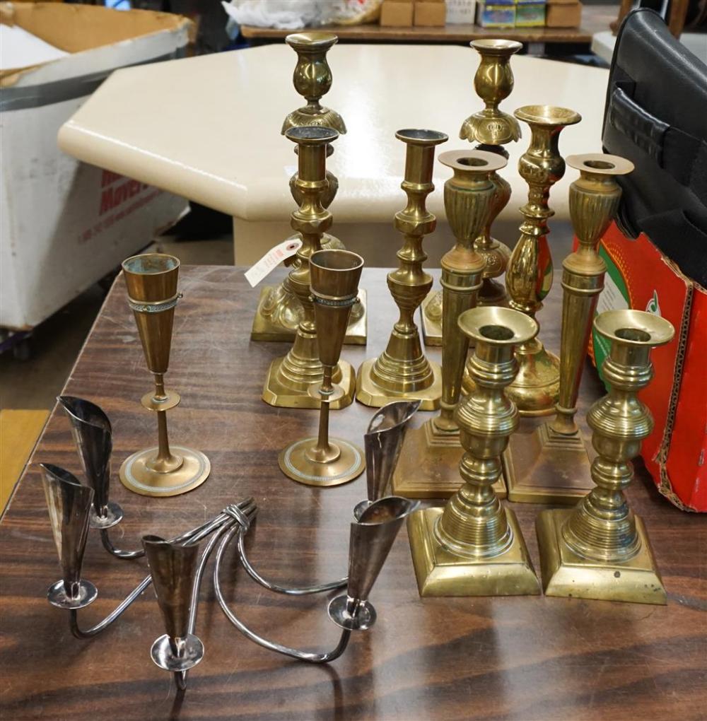 COLLECTION OF ASSORTED BRASS CANDLESTICKSCollection