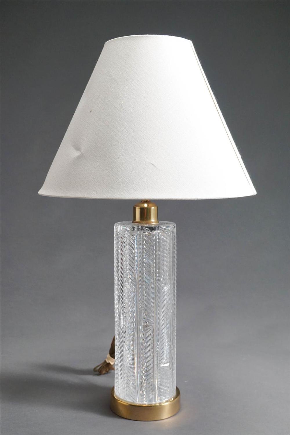 CUT GLASS TABLE LAMP, H: 25-1/2