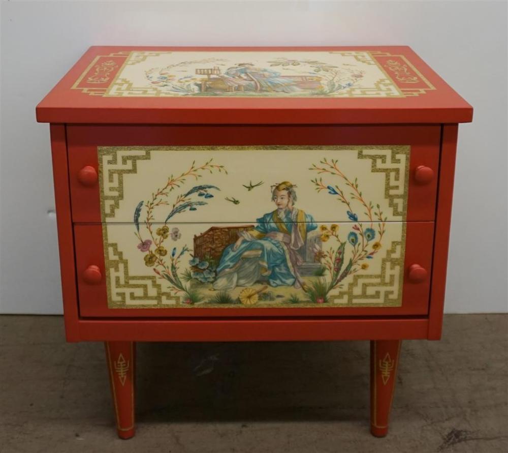 CHINOSERIE DECORATED SIDE CHEST, H: